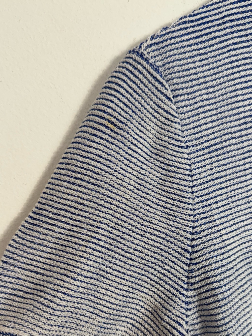 ST JOHN Blue & White Knit Short Sleeve Crew Neck Shirt Top Large - Picture 3 of 7